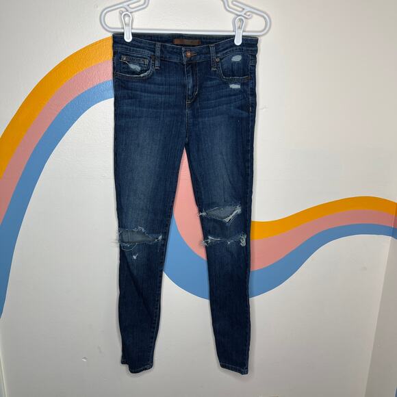 Joe's Denim - Joe's Skinny Ankle Jeans Womens 28 Medium Wash Distressed Mid Rise Stretch Blue